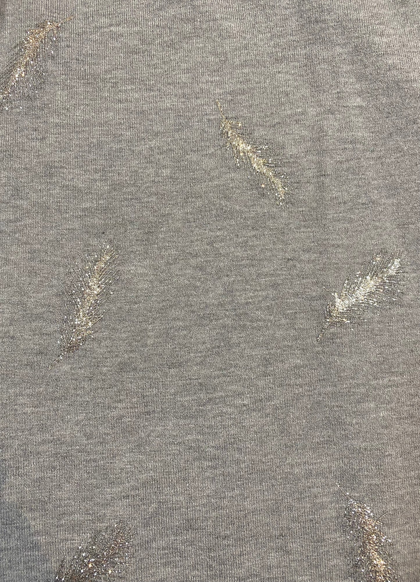 Grey With Silver Feather Pattern Jumper