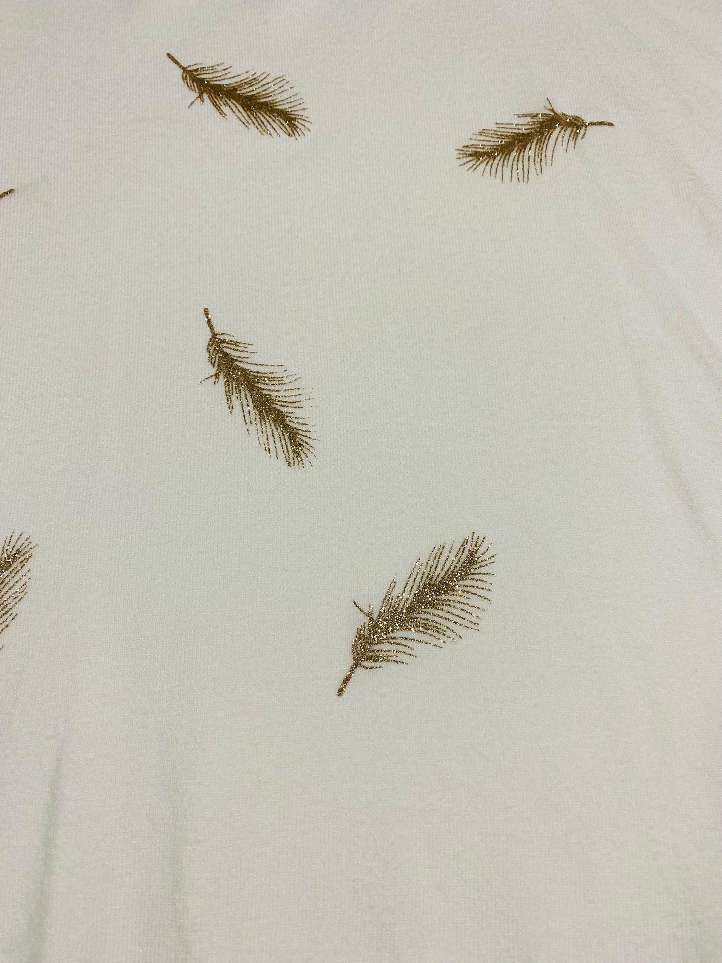 White With Gold Feather Pattern Jumper