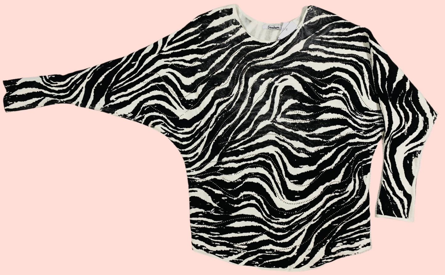 Embellished Black and White Jumper