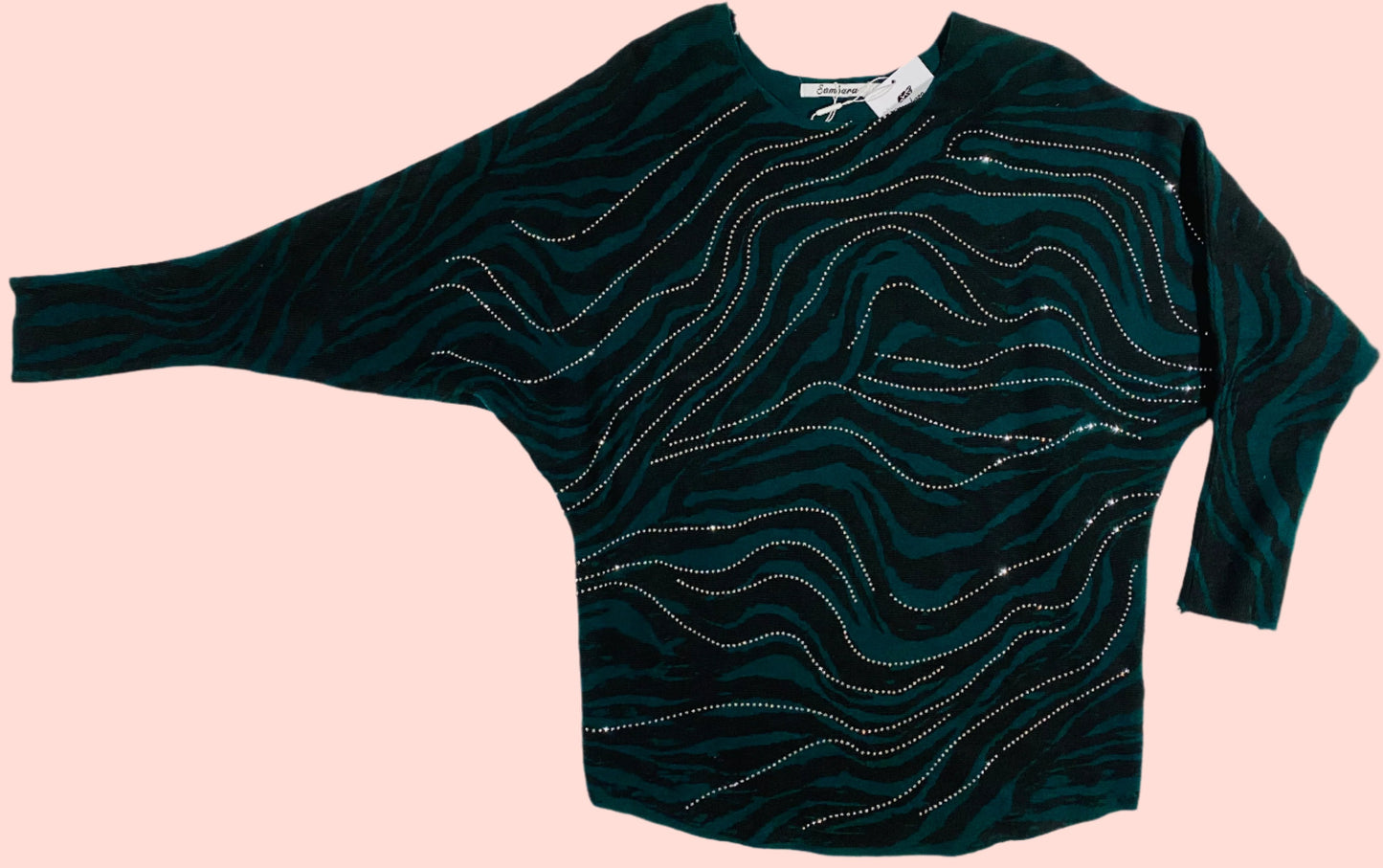 Embellished Green and Black Jumper